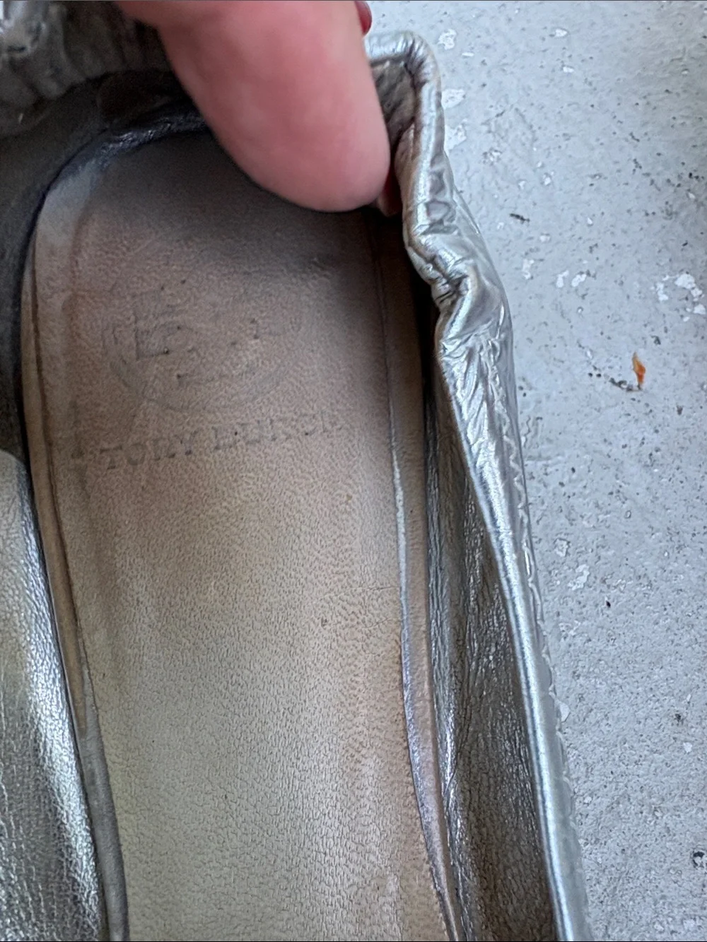 Tory Burch metallic silver ballet flats